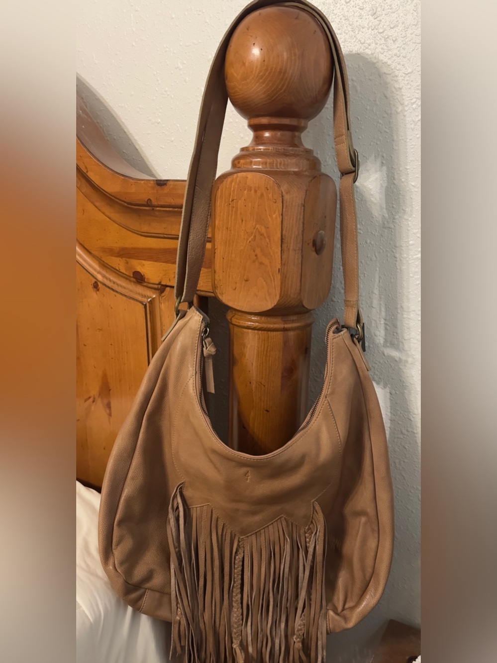 Day & Mood Dayflorence Fringe Leather Hobo Bag - Tan - New - Picture 3 of 14